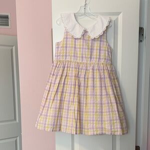 cupcakes & cashmere Pink and Yellow Plaid Dress with White Collar